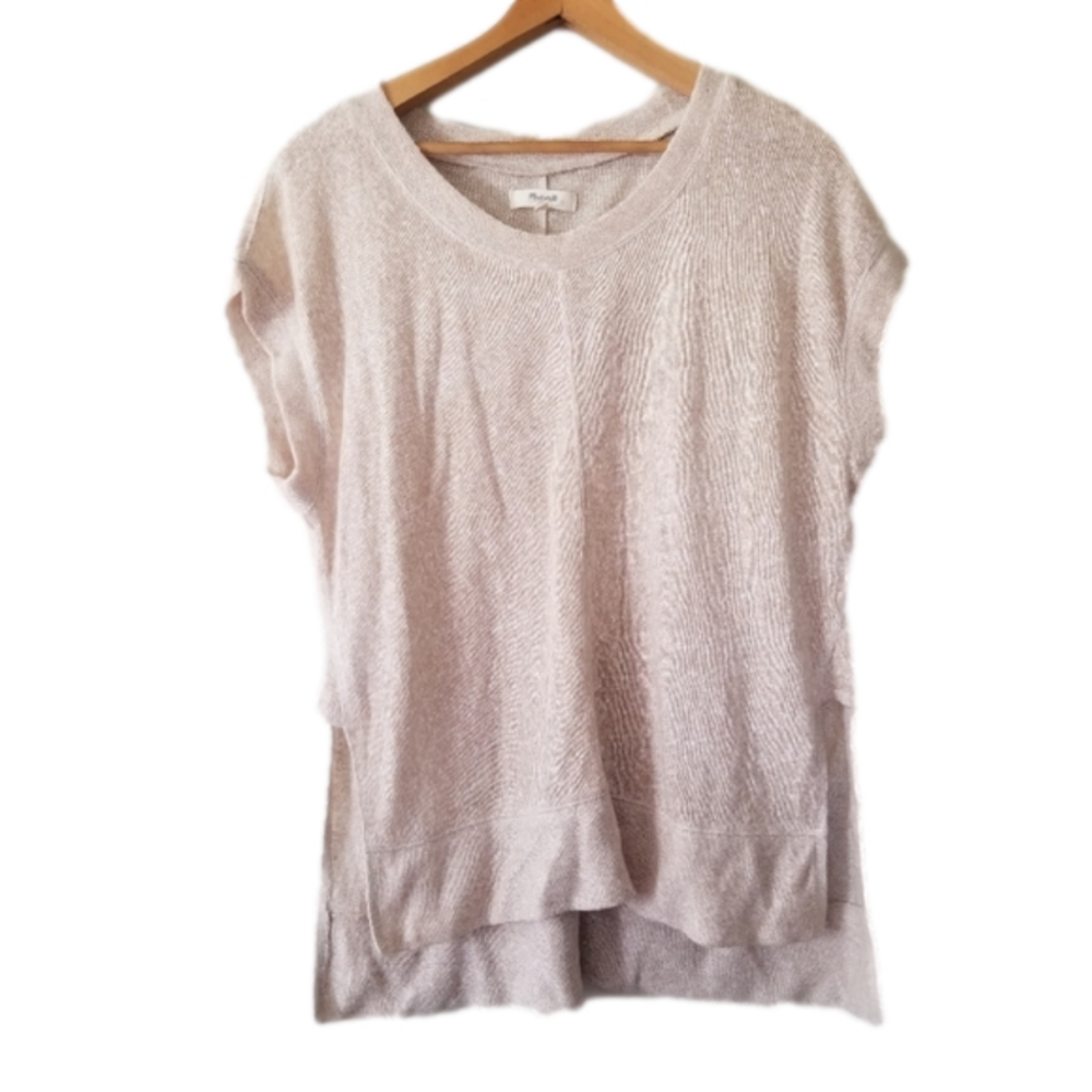 Madewell Pure Linen Oatmeal Brown Neutral Sleeveless Top Size Small Oversize Fit